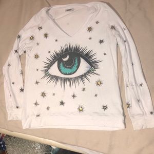 Lauren Moshi Eye sweater large V-Neck White